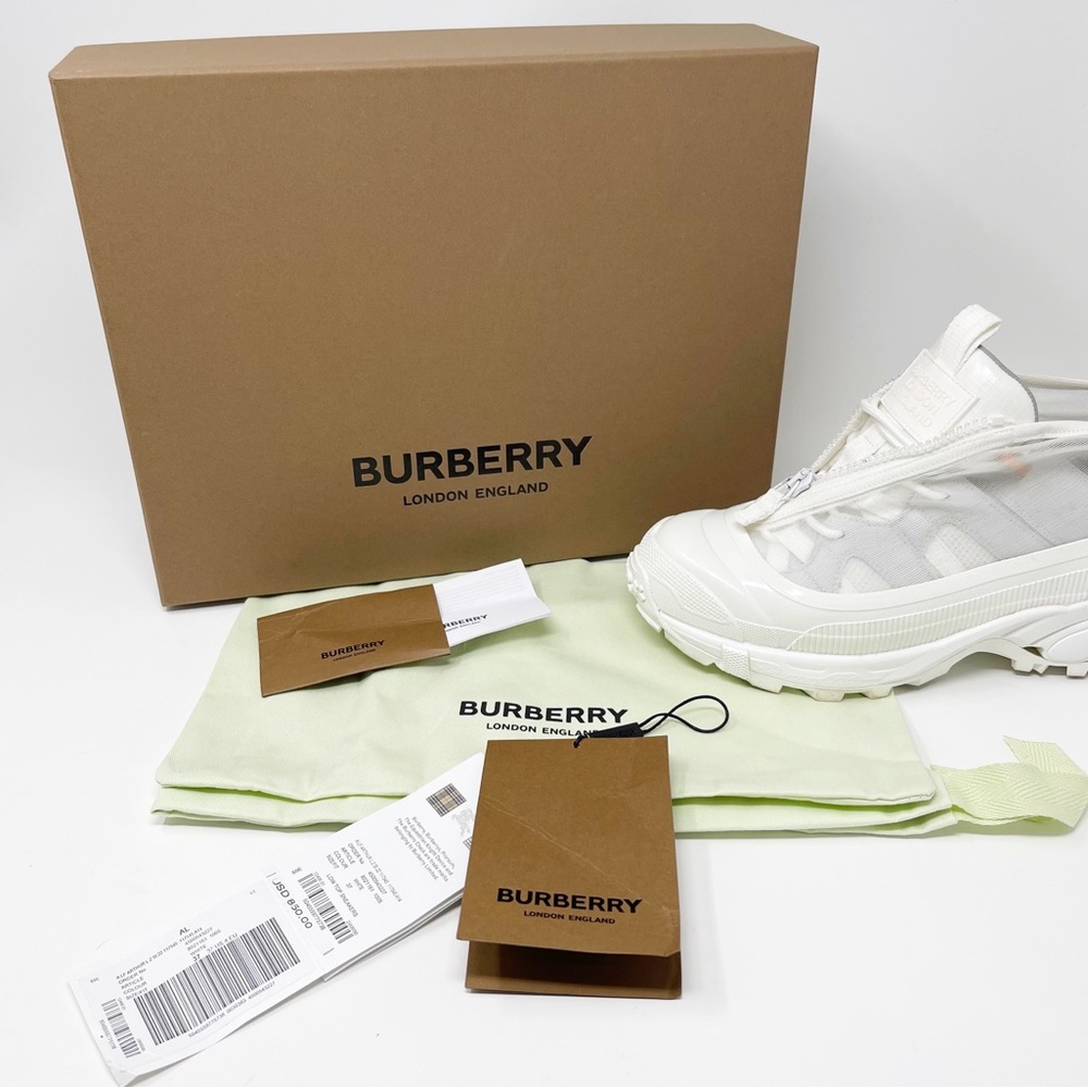 Burberry Arthur White Mesh Low Top Sneakers Chunky Shoes Made In Italy Size 37 - Picture 9 of 15